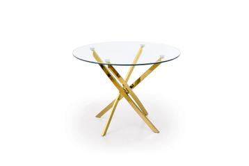 RAYMOND - eettafel - glas - rond - 100 cm - goud beschikbaar voor biedingen