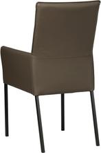 Bruine leren moderne eetkamerstoel - poot vierkant zwart - T, Huis en Inrichting, Stoelen, Overige kleuren, Nieuw, Leer, Ophalen of Verzenden