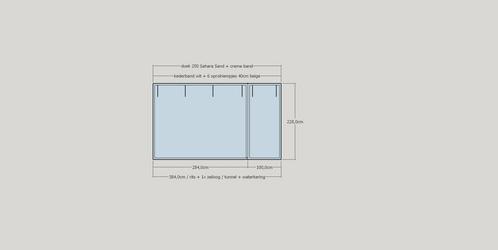 Verandadoek B384cm x hoog 228cm met rail, pees en tenaxe..., Tuin en Terras, Overkappingen