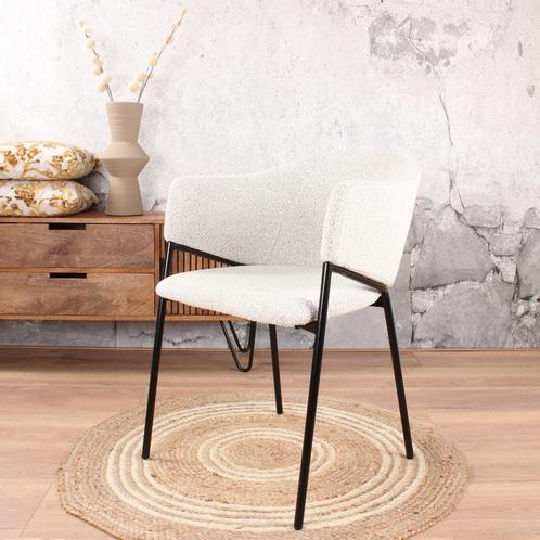 Eetkamerstoel met armleuning  Boucle Taupe & Beige -, Huis en Inrichting, Stoelen, Nieuw, Ophalen of Verzenden
