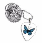 Plectrum ketting of sleutelhanger van blauwe vlinder, Nieuw, Ophalen of Verzenden