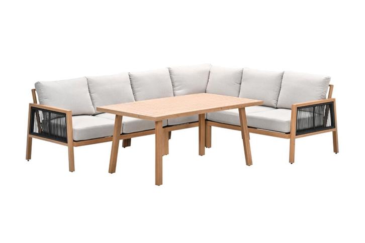 GI Decala lounge-/diningset (5-delig) - Light teak look /, Tuin en Terras, Tuinsets en Loungesets, Loungeset, Nieuw, Overige materialen