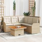 vidaXL 4-delige Loungeset met kussens poly rattan beige, Tuin en Terras, Tuinsets en Loungesets, Verzenden, Nieuw, Rotan, Loungeset