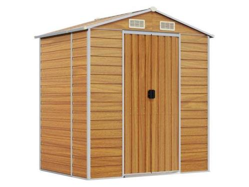 Veiling - VidaXL metalen tuinschuur houtlook - 130x191x198 c, Tuin en Terras, Tuinhuizen