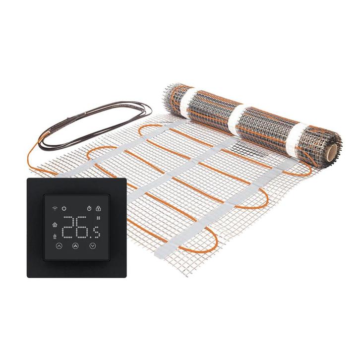 Elektrische vloerverwarming set | Zwarte thermostaat, Doe-het-zelf en Verbouw, Verwarming en Radiatoren, Nieuw, Verzenden