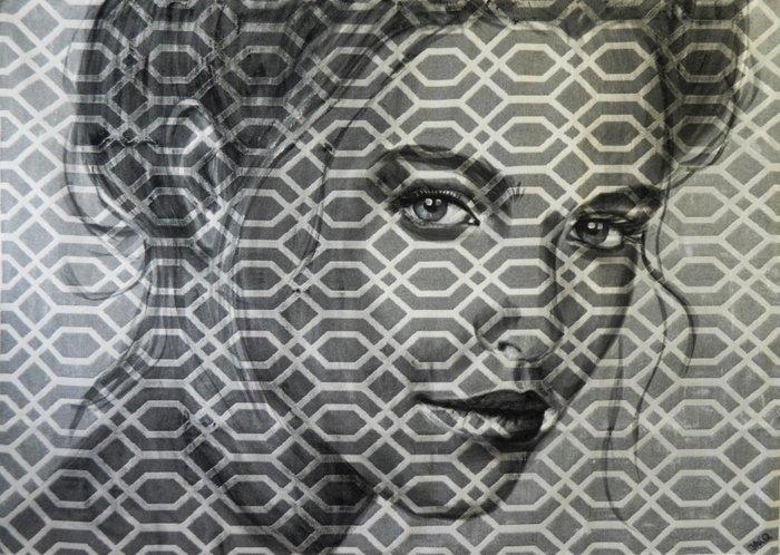 Jacqueline Klein Breteler - Hiding., portrait painting on, Antiek en Kunst, Kunst | Schilderijen | Modern