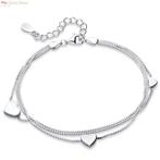 925 sterling zilveren 3 armbandjes  in 1 met 3 hartjes, Sieraden, Tassen en Uiterlijk, Armbanden, Verzenden, Nieuw, Zilver