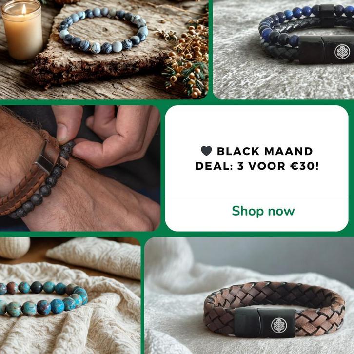 Black Month Deal: 3 voor €30 bij Gifts by WoodzZ, Sieraden, Tassen en Uiterlijk, Armbanden, Met bedels of kralen, Met edelsteen