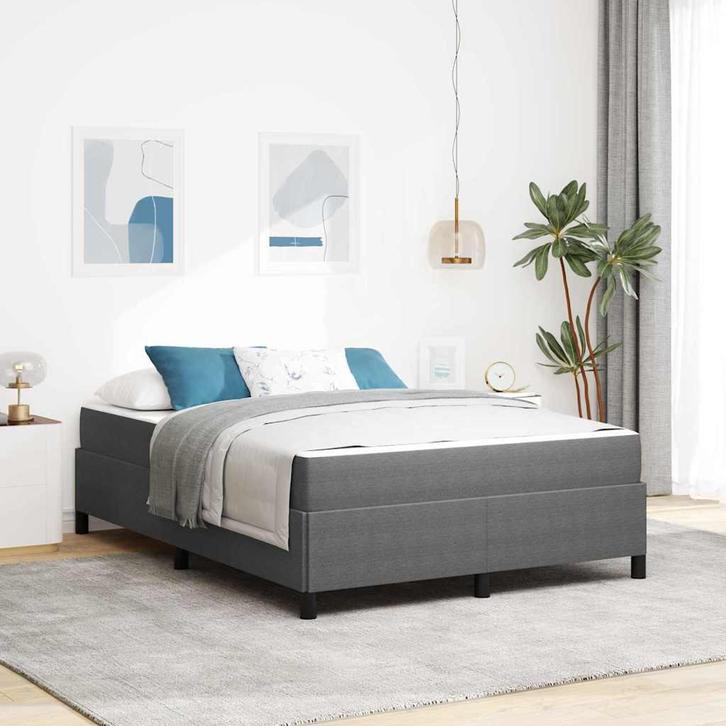vidaXL Bedframe Lichtgrijs 140 x 190 cm Katoenen stof, Huis en Inrichting, Slaapkamer | Bedden, Nieuw, Verzenden