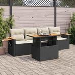vidaXL 5-delige Loungeset met kussens poly rattan acacia, Verzenden, Nieuw, Rotan, Loungeset