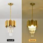Gouden Kristallen Hanglamp – Moderne 3-lichts Eetkamerlamp, Verzenden, Nieuw