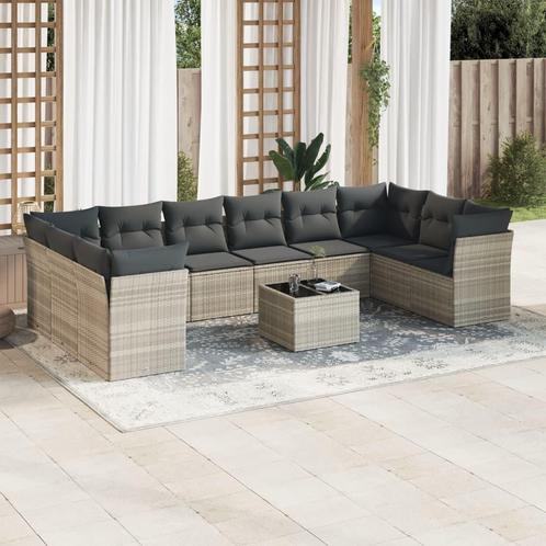 vidaXL 11-delige Loungeset met kussens poly rattan, Tuin en Terras, Tuinsets en Loungesets, Loungeset, Nieuw, Rotan, Verzenden