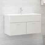 vidaXL Wastafelkast 90x38,5x46 cm bewerkt hout hoogglans wit, Verzenden, Nieuw, Minder dan 100 cm