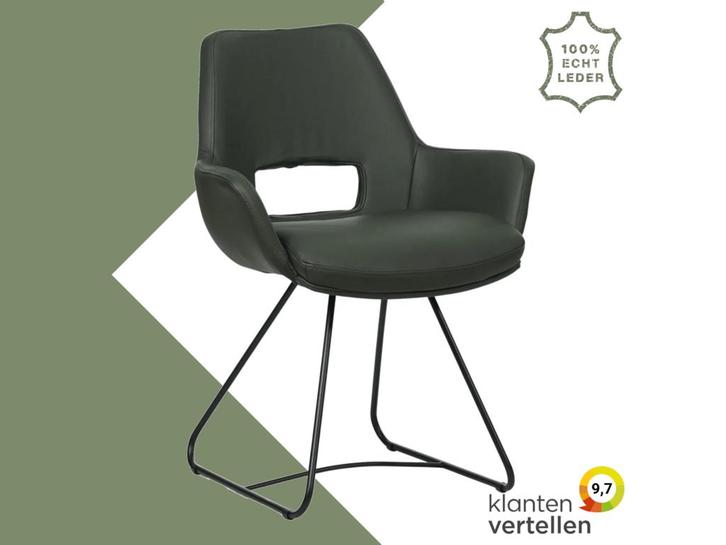Leren eetkamerstoel Zippy - Toledo Verde (donkergroen) -, Huis en Inrichting, Stoelen, Eén, Overige kleuren, Nieuw, Leer, Ophalen of Verzenden