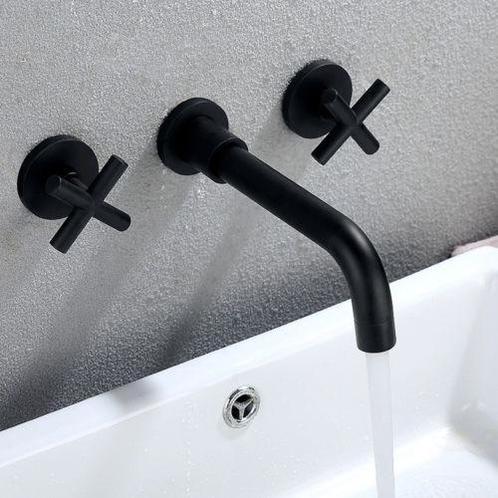 Muurkraan zwart, Doe-het-zelf en Verbouw, Sanitair, Kraan, Nieuw, Verzenden