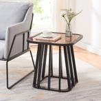 Bijzettafel Burgess 51x51x51 cm zwart en walnootkleurig [en., Huis en Inrichting, Tafels | Bijzettafels, Verzenden, Nieuw