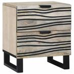 vidaXL Nachtkastje Wit en zwart 40 x 33 x 46 cm massief, Minder dan 45 cm, Verzenden, Nieuw, Minder dan 55 cm