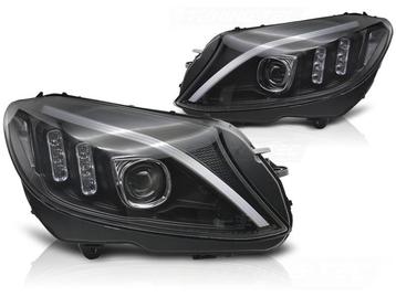 Koplampen - voor Mercedes W205 2014-2018 - TUBE LED - zwart
