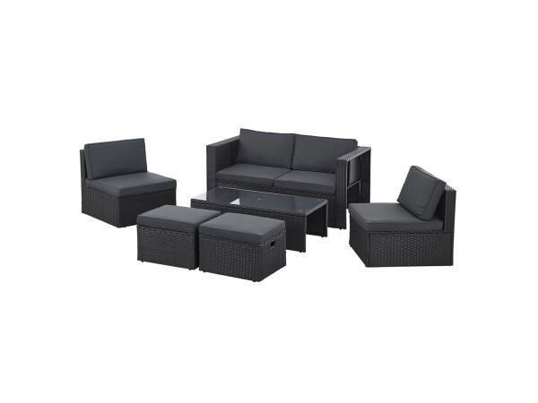 Veiling - Polyrotan Loungeset / Tuinset Salou - Zwart, Tuin en Terras, Tuinsets en Loungesets