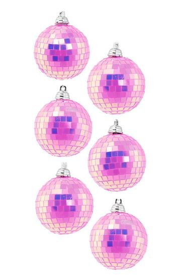 6x Discobal 6 cm Klein Iridescent Roze Discobol Spiegelbol G beschikbaar voor biedingen
