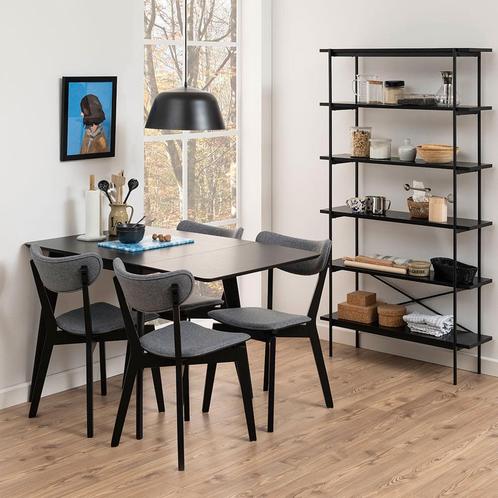 40% korting | Zwarte houten eetkamerstoel | grijze bekleding, Huis en Inrichting, Stoelen, Eén, Grijs, Nieuw, Hout, Verzenden