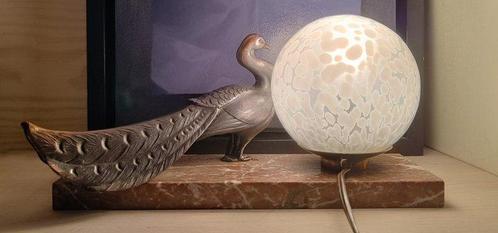 sculptuur, Lámpara con faisán - 14 cm - Kristal, Marmer,, Antiek en Kunst, Kunst | Designobjecten