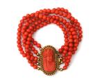 Bloedkoralen armband 5 rijen, 18k goud camee sluiting, Sieraden, Tassen en Uiterlijk, Gebruikt