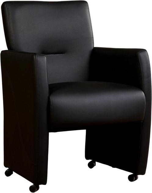 Zwarte leren moderne eetkamerfauteuil - Hermes Leer Nero (zw, Huis en Inrichting, Stoelen, Eén, Overige kleuren, Nieuw, Leer, Ophalen of Verzenden