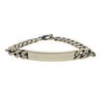 Zilveren robuuste gourmetschakel armband met graveerplaatje, Ophalen of Verzenden, Gebruikt, Overige kleuren, Zilver