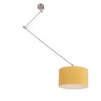 Hanglamp staal met kap 35 cm geel verstelbaar - Blitz, Nieuw, Overige materialen, Modern, 75 cm of meer