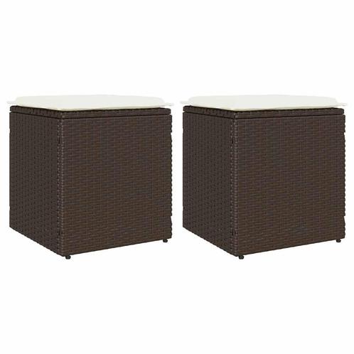 vidaXL Tuinkrukken met kussens 2 st 40x40x43 cm poly rattan, Tuin en Terras, Tuinsets en Loungesets, Nieuw, Rotan, Verzenden