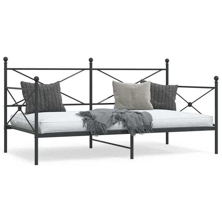 vidaXL Slaapbank zonder matras 107x203 cm staal zwart, Huis en Inrichting, Slaapkamer | Bedden, Zwart, Nieuw, Metaal, Verzenden