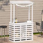 vidaXL Tuinbartafel met dak 112,5x57x195,5 cm massief hout, Tuin en Terras, Tuintafels, Verzenden, Nieuw, Hout