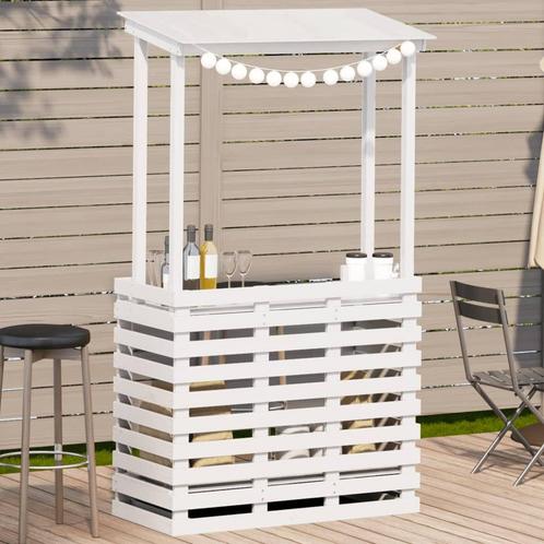 vidaXL Tuinbartafel met dak 112,5x57x195,5 cm massief hout, Tuin en Terras, Tuintafels, Nieuw, Hout, Verzenden
