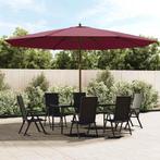 vidaXL Parasol met houten paal 400x273 cm bordeauxrood, Verzenden, Nieuw, Meer dan 4 meter