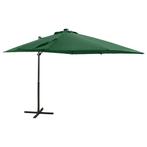 vidaXL Zweefparasol met paal en LED-verlichting 250 cm groen, Tuin en Terras, Parasols, Verzenden, Nieuw, 2 tot 3 meter, Zweefparasol