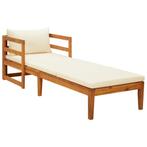 vidaXL Ligbed met crèmekleurige kussens massief acaciahout, Tuin en Terras, Verzenden, Nieuw, Hardhout