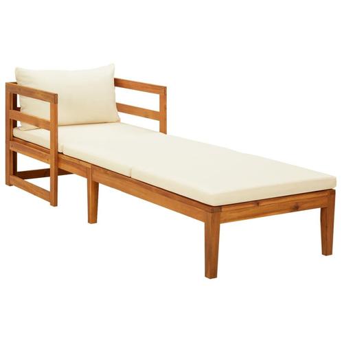 vidaXL Ligbed met crèmekleurige kussens massief acaciahout, Tuin en Terras, Tuinsets en Loungesets, Nieuw, Hardhout, Verzenden