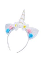 Eenhoorn Haarband Wit Unicorn Diadeem Oortjes Bloemetjes Wit, Nieuw, Carnaval, Ophalen of Verzenden, Accessoires