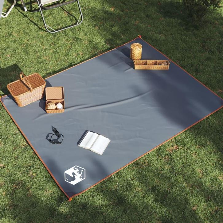 vidaXL Picknickkleed met haringen 205x155 cm grijs en oranje, Sport en Fitness, Bergsport en Wandelen, Nieuw, Verzenden