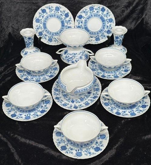 Eetservies - Royal Tettau Echt Kobalt – Suppentassen-Set mit, Antiek en Kunst, Antiek | Meubels | Tafels