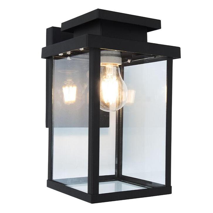 Moderne buitenlamp zwart, Tiamo, IP44, Tuin en Terras, Buitenverlichting, Wandlamp, Nieuw, Glas, Ophalen of Verzenden