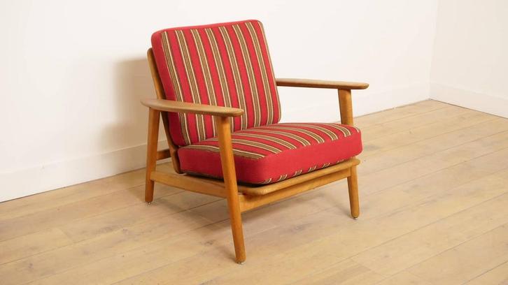 Vintage fauteuil | Eiken | Rugleuning verstelbaar, Huis en Inrichting, Fauteuils, Ophalen of Verzenden
