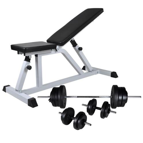 vidaXL Trainingsbank met halterset 60,5 kg, Sport en Fitness, Fitnessmaterialen, Nieuw, Verzenden