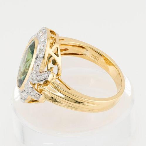 Ring - 18 karaat Geel goud - 5.32ct. tw. Saffier - Diamant -, Sieraden, Tassen en Uiterlijk, Ringen