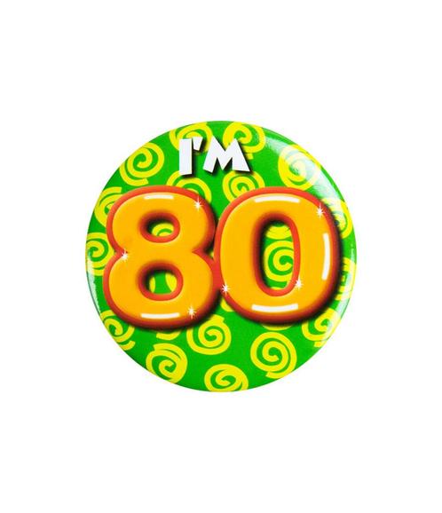 Im 80 Button 80 Jaar 5,5cm, Hobby en Vrije tijd, Feestartikelen, Nieuw, Verzenden