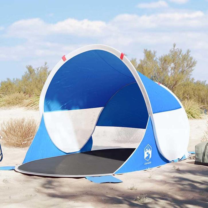 vidaXL Strandtent pop-up waterdicht azuurblauw, Caravans en Kamperen, Tenten, Nieuw, tot en met 2, Verzenden