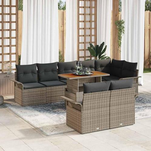 vidaXL Tuin Sofa Set met kussen 9 pcs Grijs 100 x 55 x 73 cm, Tuin en Terras, Tuinsets en Loungesets, Nieuw, Rotan, Verzenden