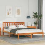 vidaXL Bedframe Wasbruin 135 x 190 cm Massief grenenhout, Verzenden, Nieuw, Bruin, Hout