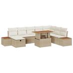 vidaXL Bankstel met kussen met opslag 9 pcs Beige poly, Tuin en Terras, Verzenden, Nieuw, Rotan